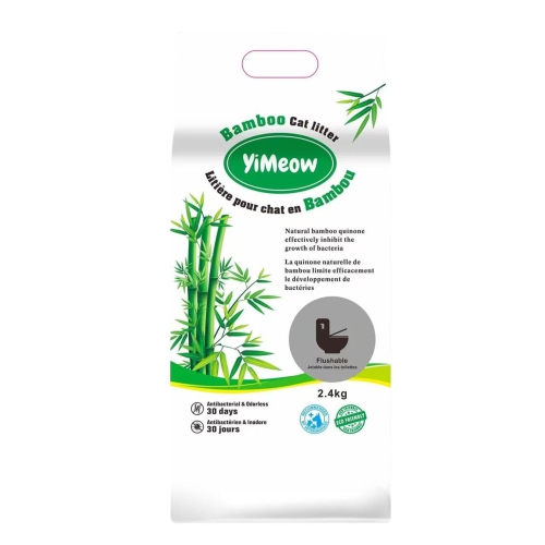 Image 1 de 10.. Litière en fibre de bambou YiMeow 2,4&nbsp;kg, 100 % naturel et écologique, contrôle supérieur des odeurs, formule sans poussière, biodégradable et