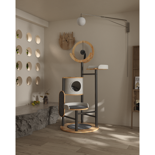 MiaoZan Solid Oak Cat Tree - Lively