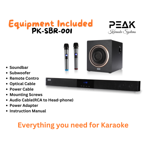 PEAK Karaoke BLUETOOTH Soundbar with 2 wireless Mics and Subwoofer