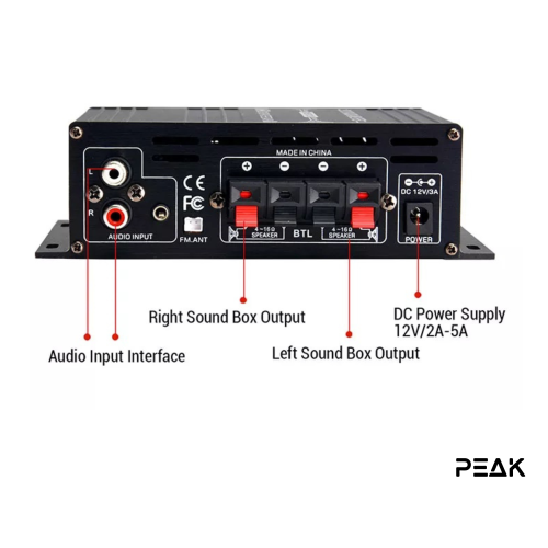 PEAK mini HI-FI BLUETOOTH Amplifier PK-AMP-006 WITH SPEAKERS PK-SPK-001
