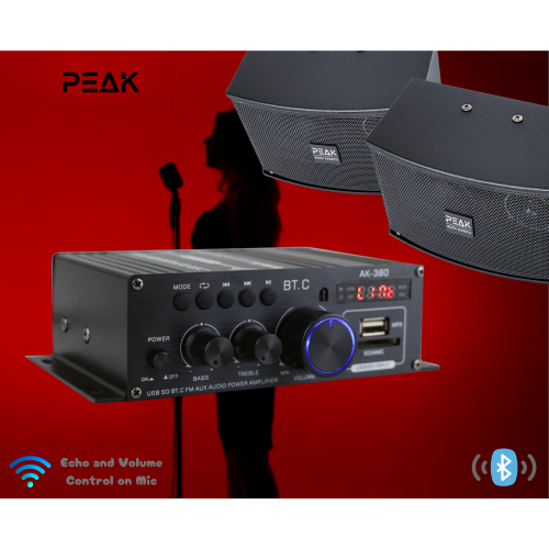 PEAK mini HI-FI BLUETOOTH Amplifier PK-AMP-006 WITH SPEAKERS PK-SPK-001