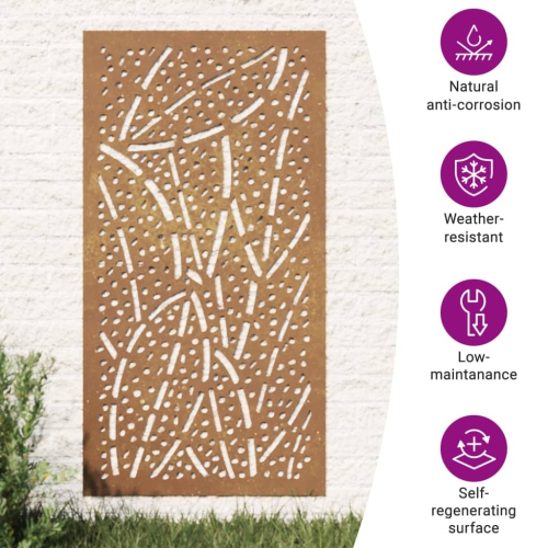 vidaXL Garden Wall Decoration 105x55 cm Corten Steel Leaf Design
