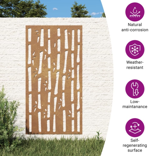 Décoration murale de jardin vidaXL 105 de 55&nbsp;cm en acier au maïs et en bambou