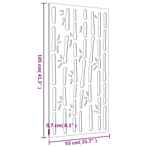 Décoration murale de jardin vidaXL 105 de 55&nbsp;cm en acier au maïs et en bambou