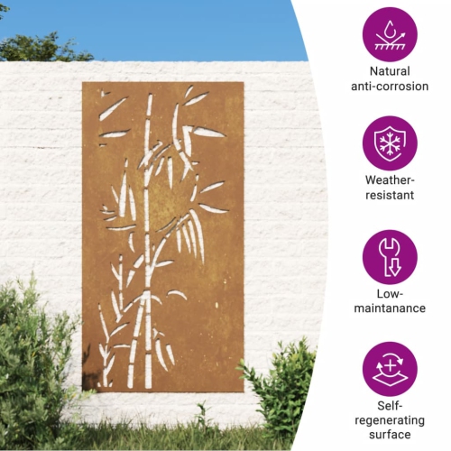 Décoration murale de jardin vidaXL 105 de 55 cm en acier au maïs et en bambou