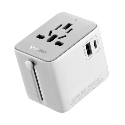 GONEO Universal Travel Adapter with USB-C & USB-A Ports | 6-in-1 International Power Adapter for EU, UK, US, AU | Compact Design for Worldwide Use