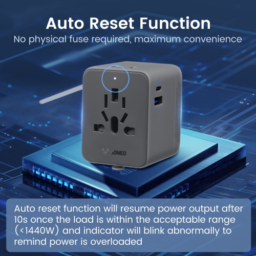 GONEO Universal Travel Adapter, 20W International Power Adapter 6A 1 USB C 1 USB A Ports, Plug Adaptor Travel Worldwide, Travel Charger Outlet