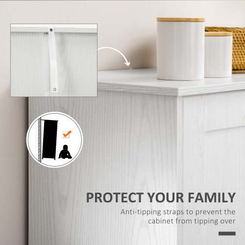 HOMCOM 55" Pantry Cabinet, Freestanding Kitchen Pantry with 2 Doors, Rustic Storage Cabinet with Adjustable Shelves for Dining Room Living Room,