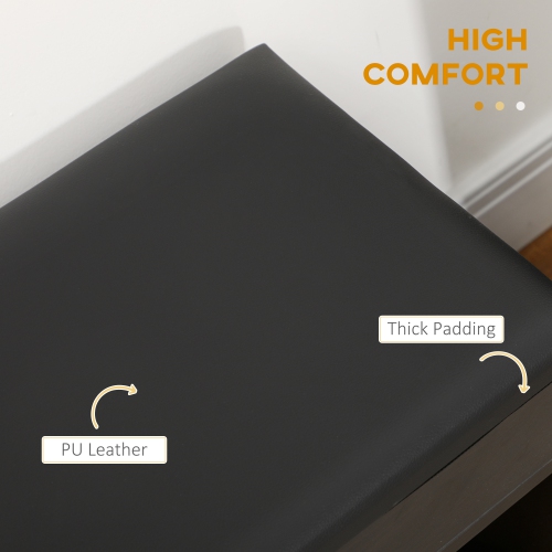 HOMCOM – Banc d'entrée à chaussures avec coussin rembourré en polyuréthane, rangement dissimulé pour chambre à coucher de couloir, noir