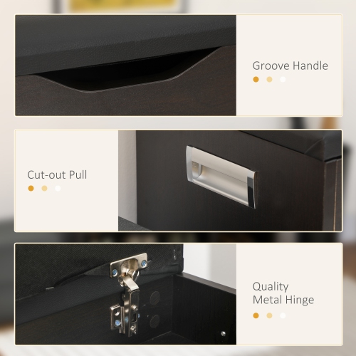 HOMCOM – Banc d'entrée à chaussures avec coussin rembourré en polyuréthane, rangement dissimulé pour chambre à coucher de couloir, noir