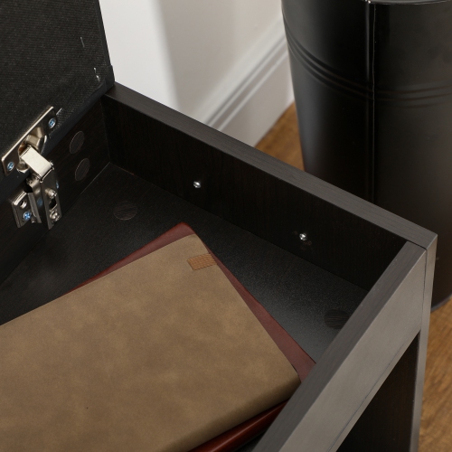 HOMCOM – Banc d'entrée à chaussures avec coussin rembourré en polyuréthane, rangement dissimulé pour chambre à coucher de couloir, noir