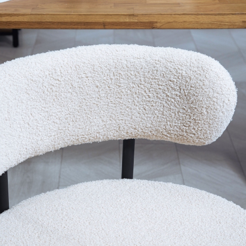 HOMCOM Dining Chairs Set of 2, Modern Kitchen Chairs with Berber Fleece Upholstery and Steel Legs for Living Room, Bedroom, Cream White