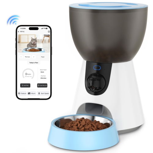 Chargeur automatique pour chats OWNPETS avec caméra, WiFi 2,4 GHz et 5G, vidéo HD 1304p avec vision nocturne, fonction de dialogue vocal