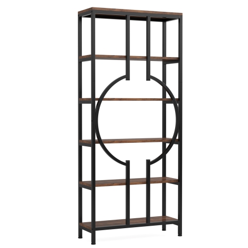 TRIBESIGNS  70.9" Bookshelf, 6-Tier Etagere Bookcase, Wood Book Sotrage Shelving Unit for Home Office, Vintage In Brown