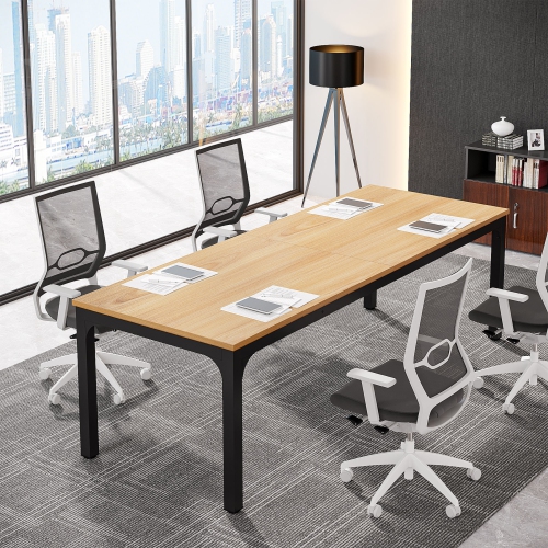 Tribesigns 78.7" Double Person Computer Desk, Modern Conference Table Workstation for Home Office, Light Walnut