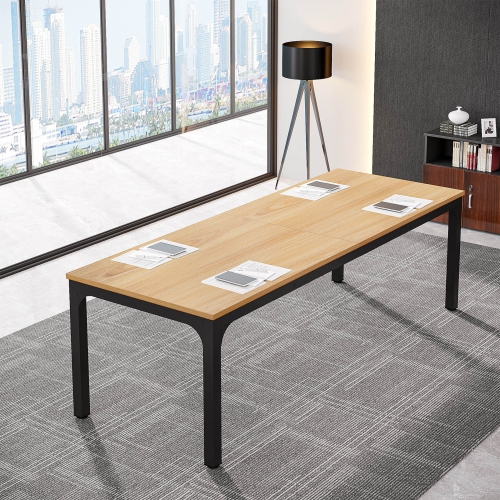 Tribesigns 78.7" Double Person Computer Desk, Modern Conference Table Workstation for Home Office, Light Walnut