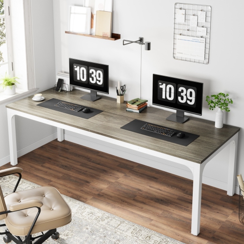 Tribesigns 2-Person Home Office Desk, 78.7" Computer Desk, Double People Executive Workstation for Home Office, Oak
