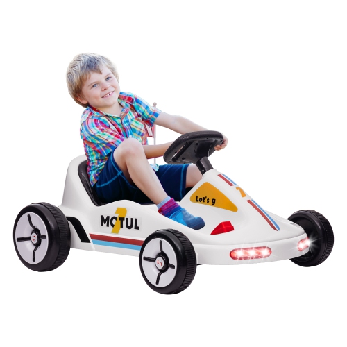 Go Kart for Kids de Qaba, jouet porteur électrique à batterie Powerd de 6&nbsp;V avec musique, lumière, klaxon, pour les tout-petits garçons Girs 3-5