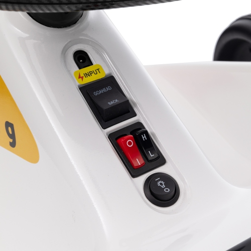 GoKart pour enfants de Qaba, 6&nbsp;V 7AH jouet porteur électrique Powerd avec musique, lumière, klaxon, pour jeunes garçons Girs 3-5 ans, blanc