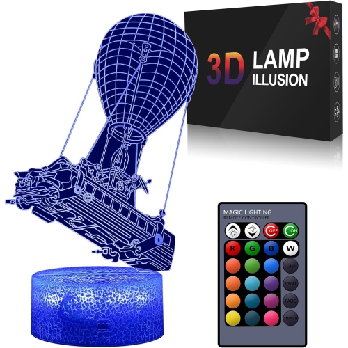 HTUTWOO  Battle Bus Game Room Night Lights Lamp 3D Led Desk Table Light Remote Control & 16 Colors Battleroyal Players Modelling Birthday Holiday