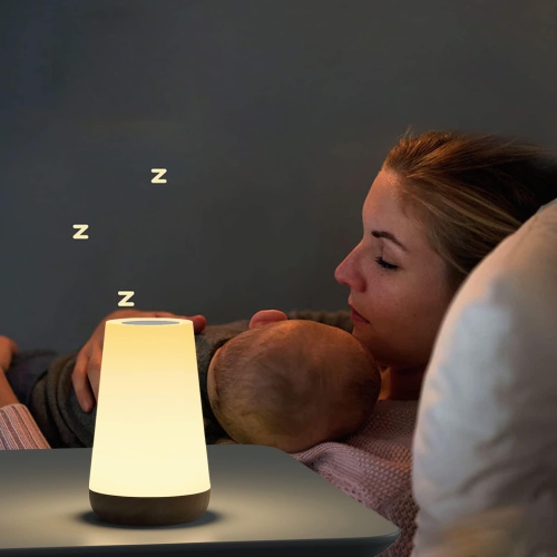 Lampe tactile Veilleuse pour enfant Lampe de table de chevet rechargeable à intensité réglable Télécommande et fonction de minuterie Lumière blanche