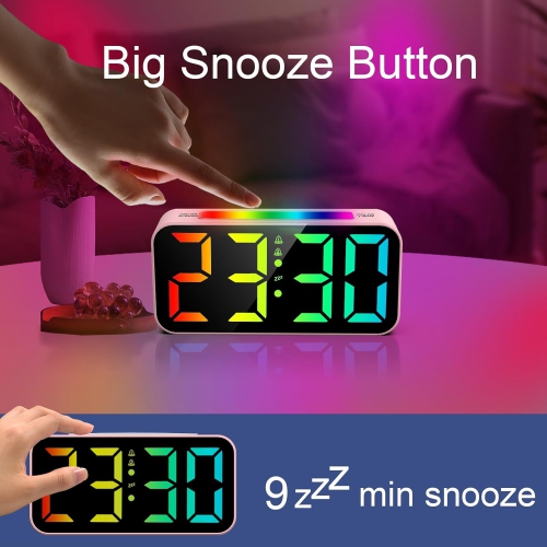 Loud Alarm Clocks for Bedrooms Heavy Sleepers, Digital Clock with Night Light, Large Display, Dual Alarm, Snooze, Dimmable Bedside Alarm Clock for