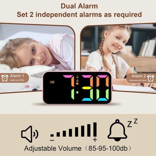 Loud Alarm Clocks for Bedrooms Heavy Sleepers, Digital Clock with Night Light, Large Display, Dual Alarm, Snooze, Dimmable Bedside Alarm Clock for