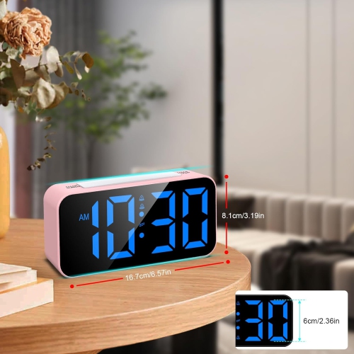 Loud Alarm Clocks for Bedrooms Heavy Sleepers, Digital Clock with Night Light, Large Display, Dual Alarm, Snooze, Dimmable Bedside Alarm Clock for