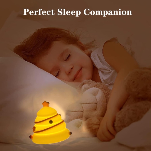 Christmas Tree Night Light,LED Squishy Christmas Tree Lamp, Dimmable Silicone Light Up Room Decor Nursery Nightlight, Rechargeable Cute Bedside Ducky