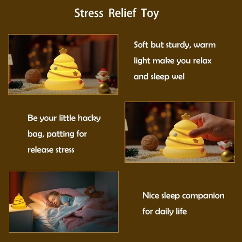 Christmas Tree Night Light,LED Squishy Christmas Tree Lamp, Dimmable Silicone Light Up Room Decor Nursery Nightlight, Rechargeable Cute Bedside Ducky