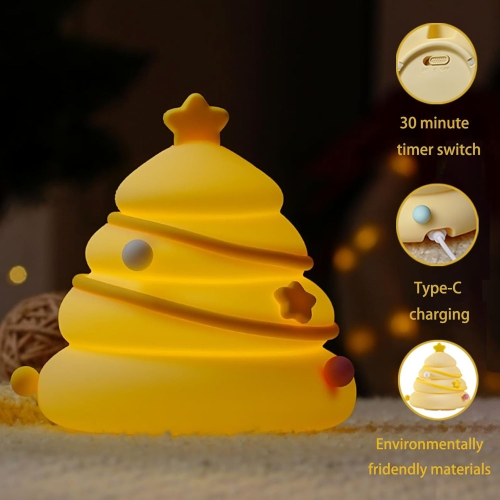 Christmas Tree Night Light,LED Squishy Christmas Tree Lamp, Dimmable Silicone Light Up Room Decor Nursery Nightlight, Rechargeable Cute Bedside Ducky