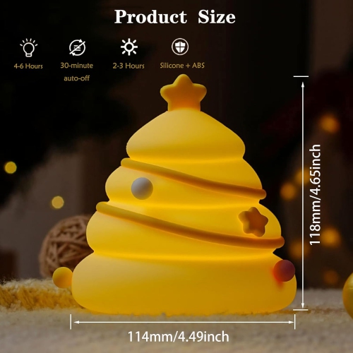 Christmas Tree Night Light,LED Squishy Christmas Tree Lamp, Dimmable Silicone Light Up Room Decor Nursery Nightlight, Rechargeable Cute Bedside Ducky