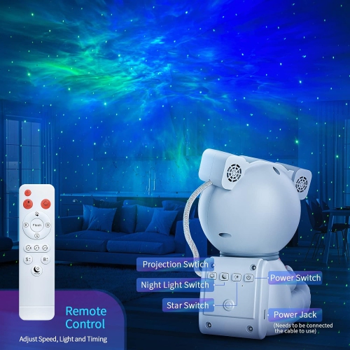Projecteur d'astronaute, projecteur de galaxie pour chambre, projecteur d'étoiles avec lampe de lune, veilleuse nébuleuse LED pour enfants,