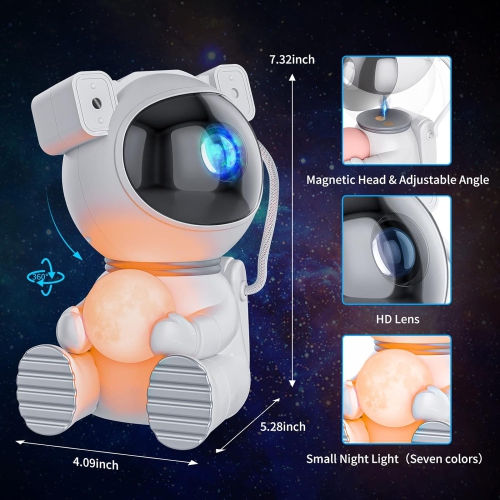 Projecteur d'astronaute, projecteur de galaxie pour chambre, projecteur d'étoiles avec lampe de lune, veilleuse nébuleuse LED pour enfants,