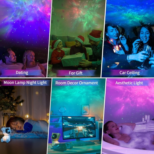 Projecteur d'astronaute, projecteur de galaxie pour chambre, projecteur d'étoiles avec lampe de lune, veilleuse nébuleuse LED pour enfants,