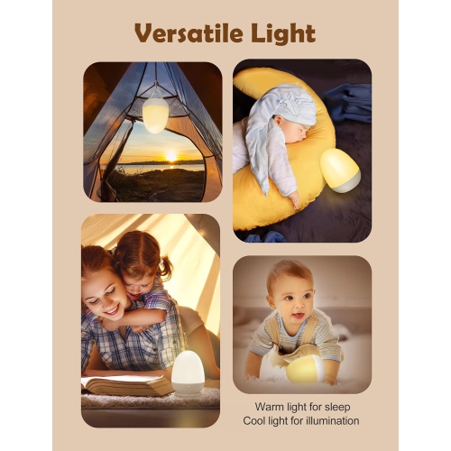 Night Light for Kids, Baby Night Light Rechargeable with Stable Charging Pad, Egg Night Light for Nursery, Kids Night Light for Breastfeeding, 1h