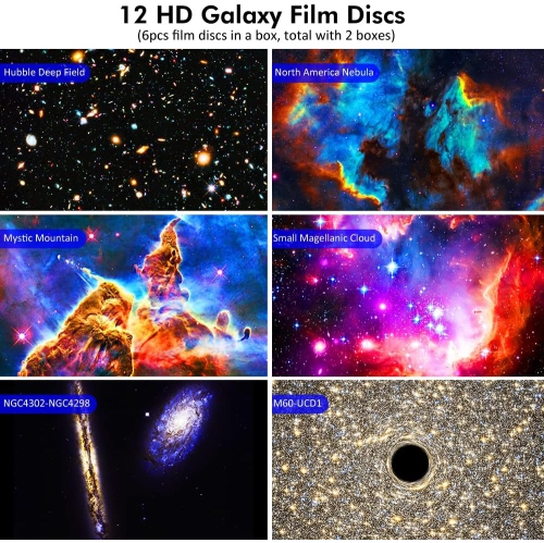 Star Projector,Planetarium Projector for Bedroom Ultra Clear Galaxy Night Light with 4K Replaceable 12 Galaxy Discs 360 Degree Rotation Real Sky