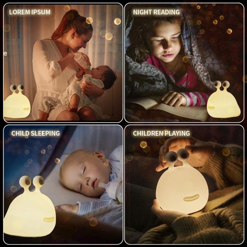 Slug Night Light, Nursery Squishy Lamp, Silicone Night Light for Breastfeeding, Cute Animal Bedside Lamp for Baby Kids Teens, Soft Nightlight with