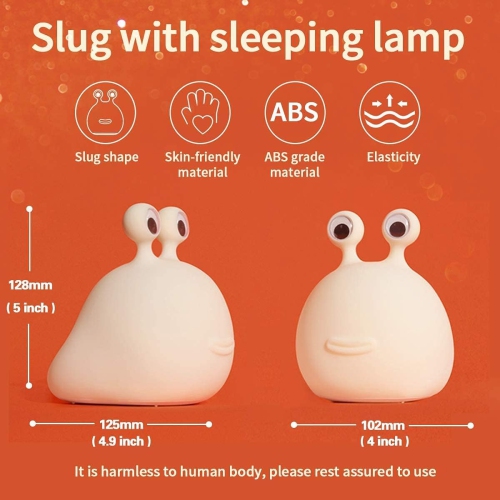 Slug Night Light, Nursery Squishy Lamp, Silicone Night Light for Breastfeeding, Cute Animal Bedside Lamp for Baby Kids Teens, Soft Nightlight with