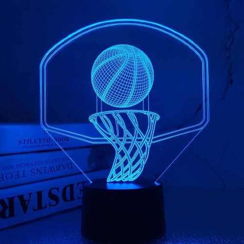 Veilleuse de basket-ball de 3D avec minuterie, anneau d'illusion de panneau pour chambre d'enfant Meilleurs cadeaux de Noël pour garçons amies avec
