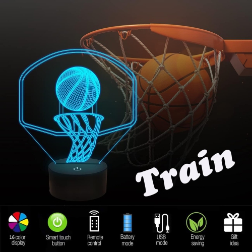 Veilleuse de basket-ball de 3D avec minuterie, anneau d'illusion de panneau pour chambre d'enfant Meilleurs cadeaux de Noël pour garçons amies avec