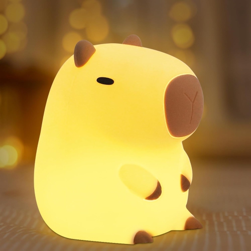 Capybara Night Light, Cute Animal Soft Silicone LED Touch Lamp with Dimmable and Timer, Portable Rechargeable Toddler Bedroom Bedside Table Decor,