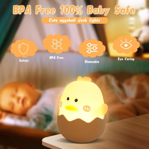 Night Light Kids, Baby Night Light with Touch Dimming Function, Rechargeable Led Night Lamp, Kawaii Deco Silicone Nightlight, for Children's Room,