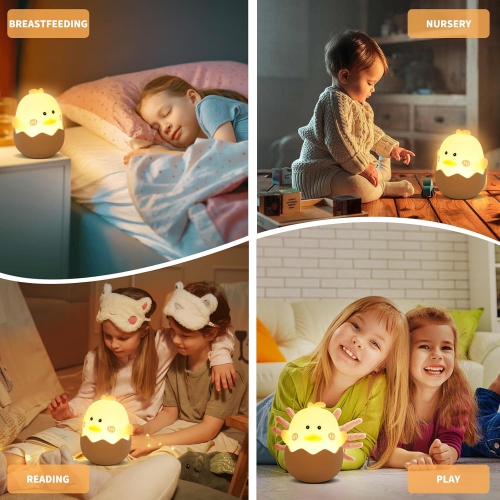 Night Light Kids, Baby Night Light with Touch Dimming Function, Rechargeable Led Night Lamp, Kawaii Deco Silicone Nightlight, for Children's Room,