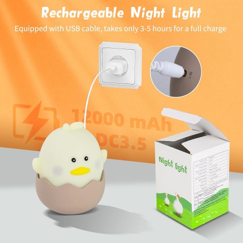 Night Light Kids, Baby Night Light with Touch Dimming Function, Rechargeable Led Night Lamp, Kawaii Deco Silicone Nightlight, for Children's Room,