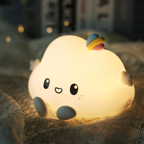 Cute Cloud Night Light for Kids, Soft Silicone LED Touch Toddler Lamp, Desk Bedside Bedroom Decor Birthday Gifts for Baby Children Women