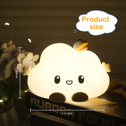 Cute Cloud Night Light for Kids, Soft Silicone LED Touch Toddler Lamp, Desk Bedside Bedroom Decor Birthday Gifts for Baby Children Women
