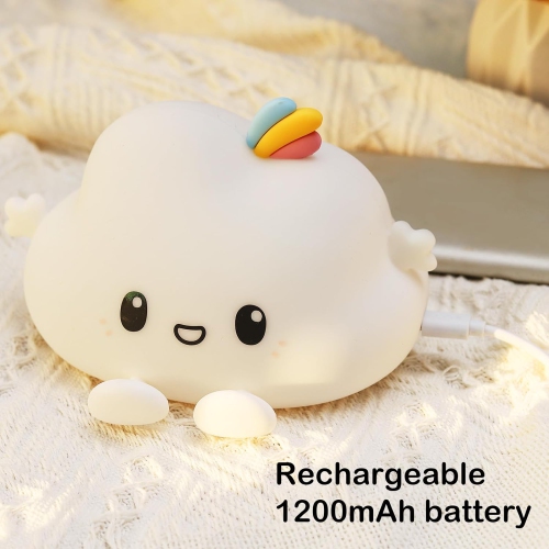 Cute Cloud Night Light for Kids, Soft Silicone LED Touch Toddler Lamp, Desk Bedside Bedroom Decor Birthday Gifts for Baby Children Women