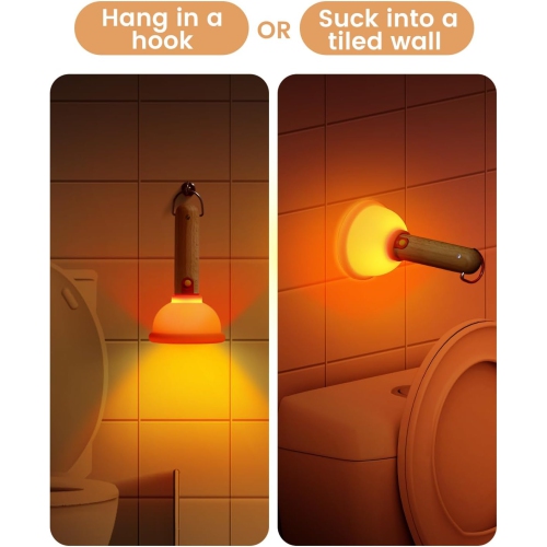 Plunger Night Light, Cute Plunger Lamp, Wooden Bar Silicone Funny Nightlight, Rechargeable LED Funny Flashlight with 30 Minutes Timer & One Button