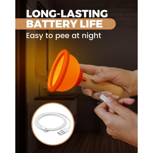 Plunger Night Light, Cute Plunger Lamp, Wooden Bar Silicone Funny Nightlight, Rechargeable LED Funny Flashlight with 30 Minutes Timer & One Button